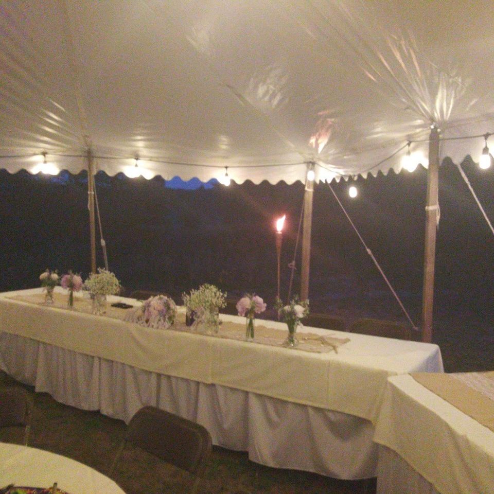 Bistros inside tent night