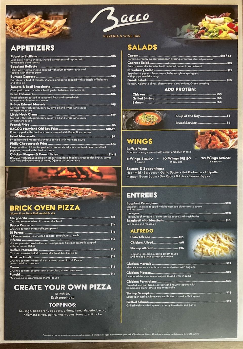 Bacco Pizzeria Mechanicsburg Menu 2