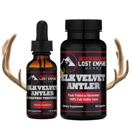 Elk antler tincture and capsules 441x441
