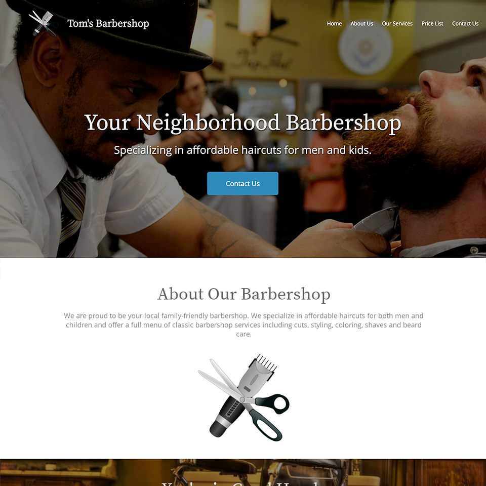 Barbershop website design theme