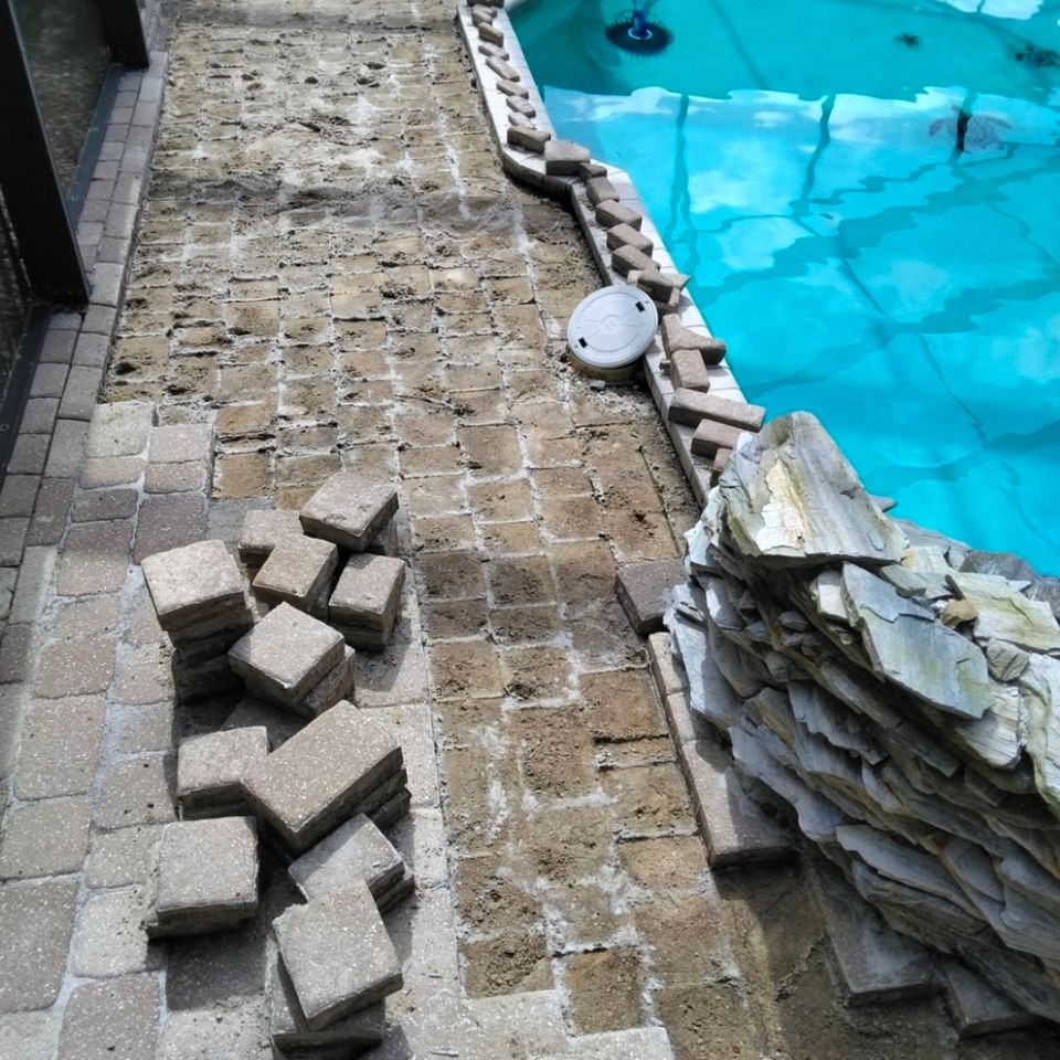 Patio, in the middle of being fixed, done by 3D Exterior Solutions of Volusia County Florida