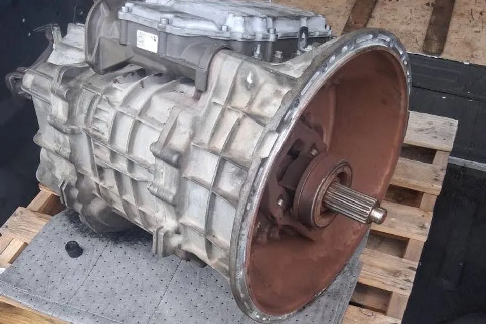 Heavy-duty truck transmission removed and ready for service on pallet in Arab Alabama