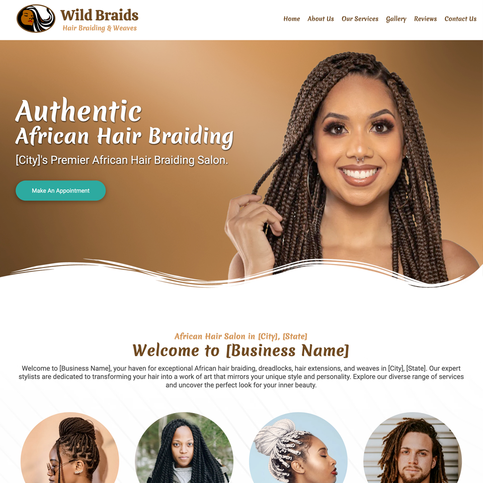 African hair braiding website design
