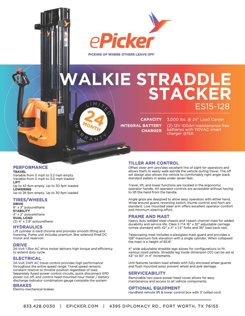 Walkie straddle stacker es15 1281024 1