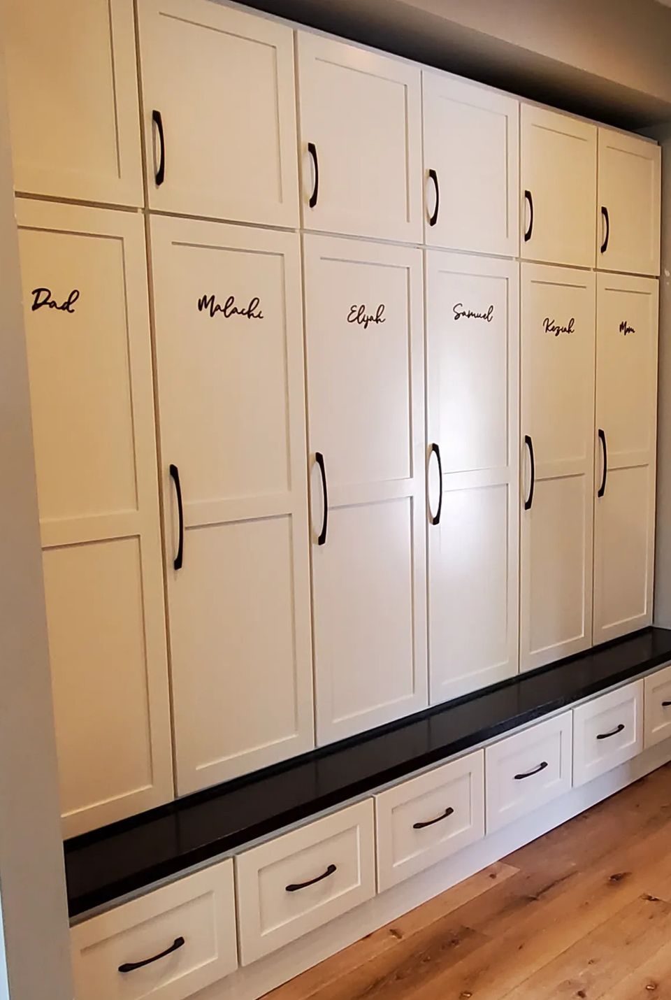 Mud room cabinets built by Johnson Woodworking in Atlanta, IN