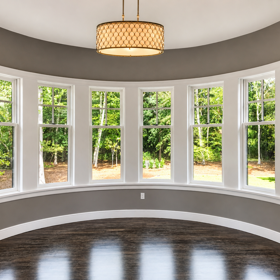 High en home builders bay windows