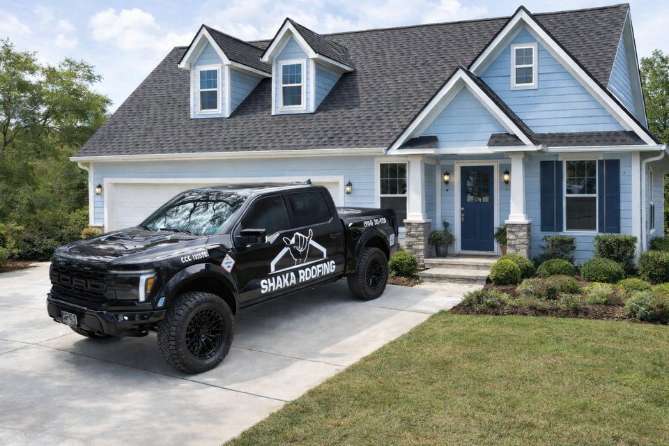 Truck blue house
