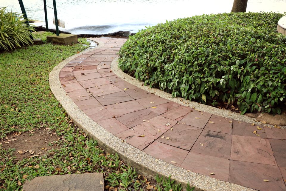 A newly paved walkway patio