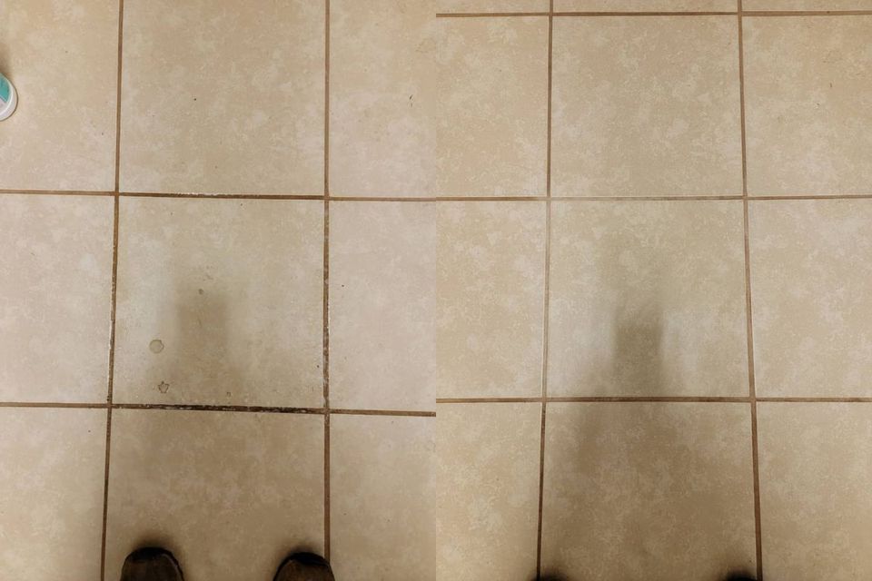 Tile cleaning before and after