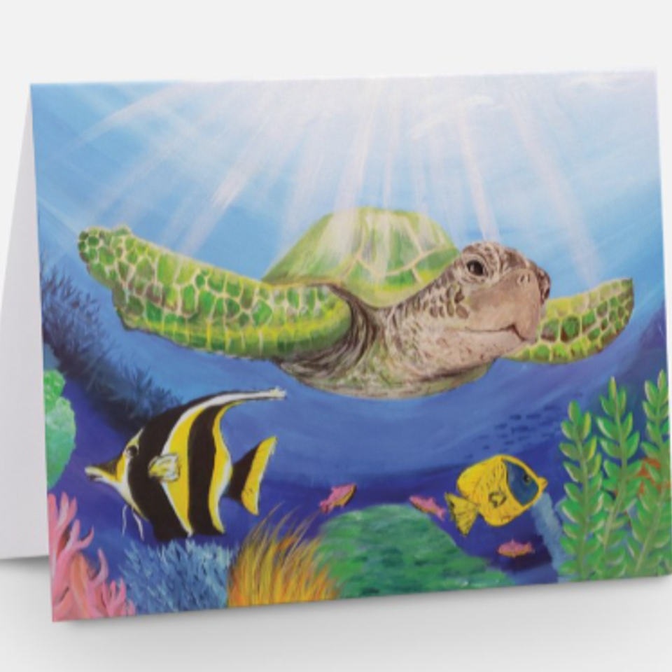 Sea turtle acrylic notecard