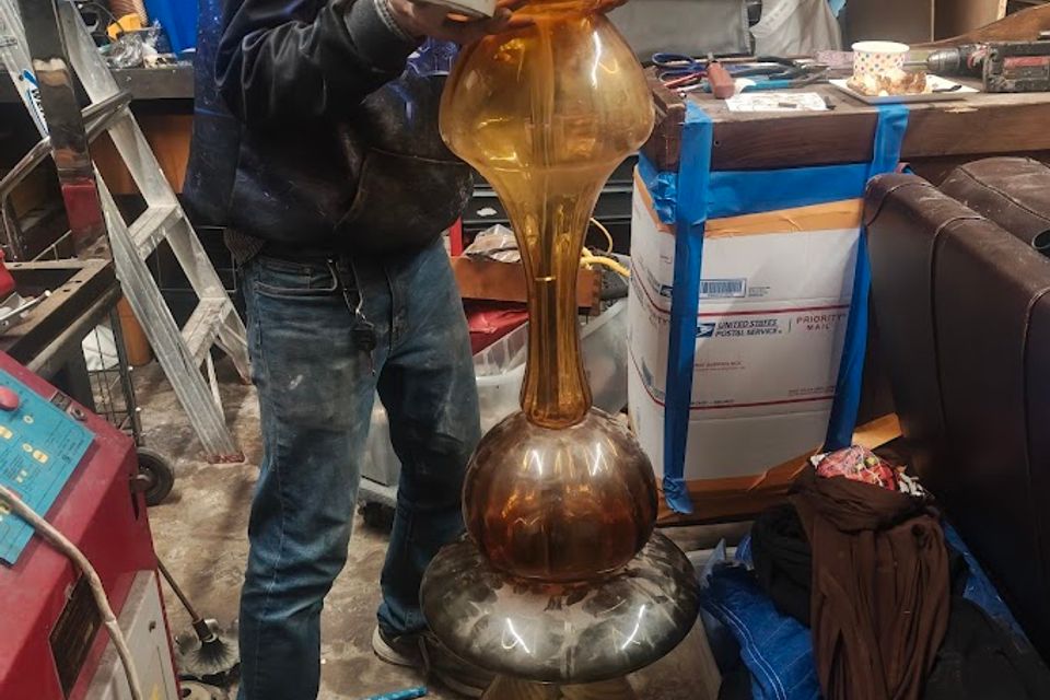 Glass large object w worker