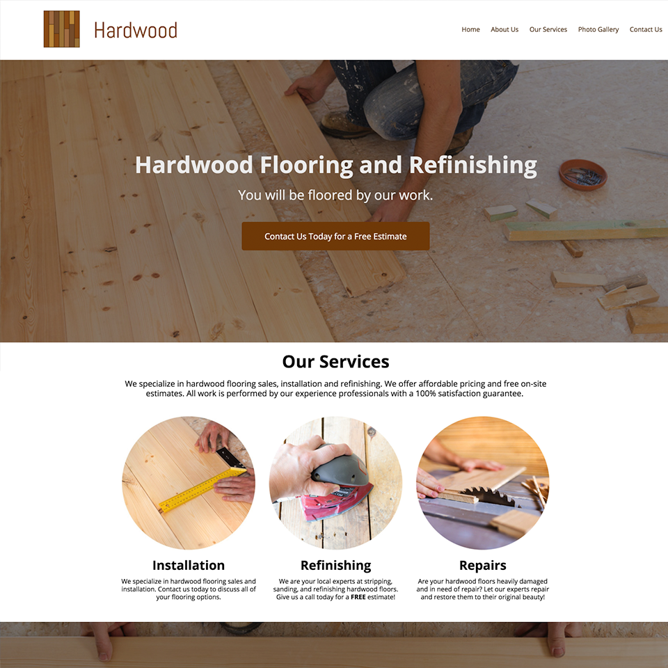 Hardwood flooring website design theme