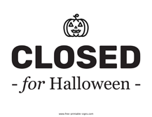 Closed for halloween sign