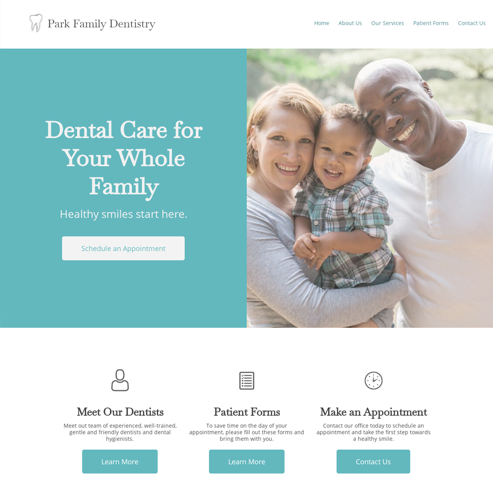 Family dental website design 960x960