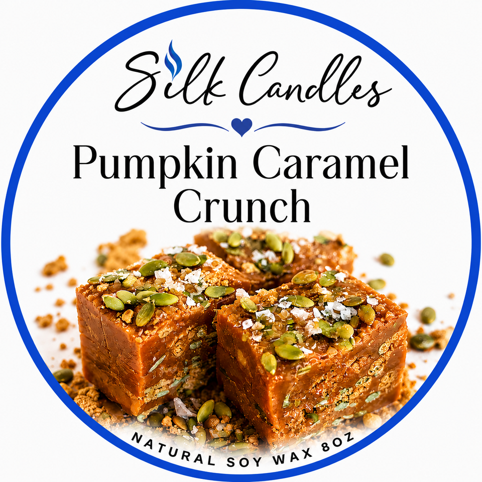 Pumpkin caramel crunch color label blue