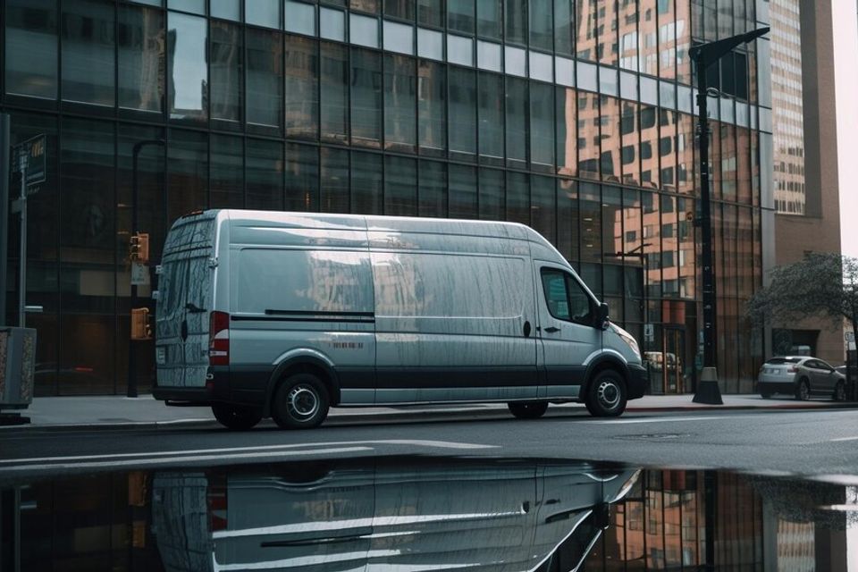 City trucks rush by delivering urgent cargo generated by ai 188544 29950
