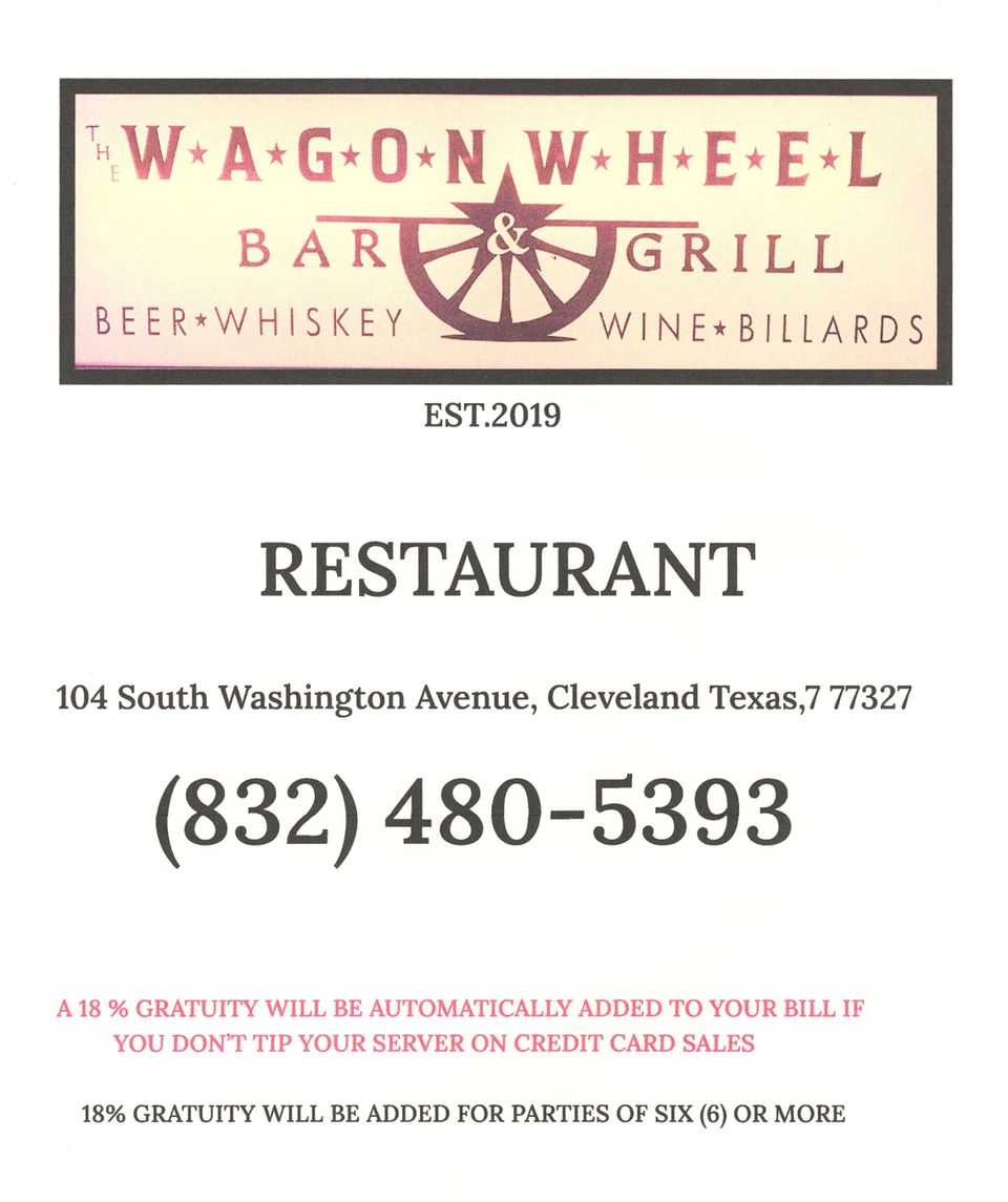 Wagon wheel restaurant menu  front cover   page 1 