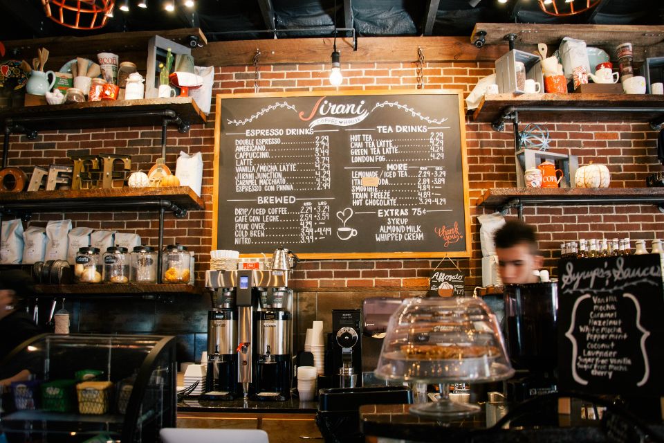 Coffee shop lifestyle image for food and beverage website design