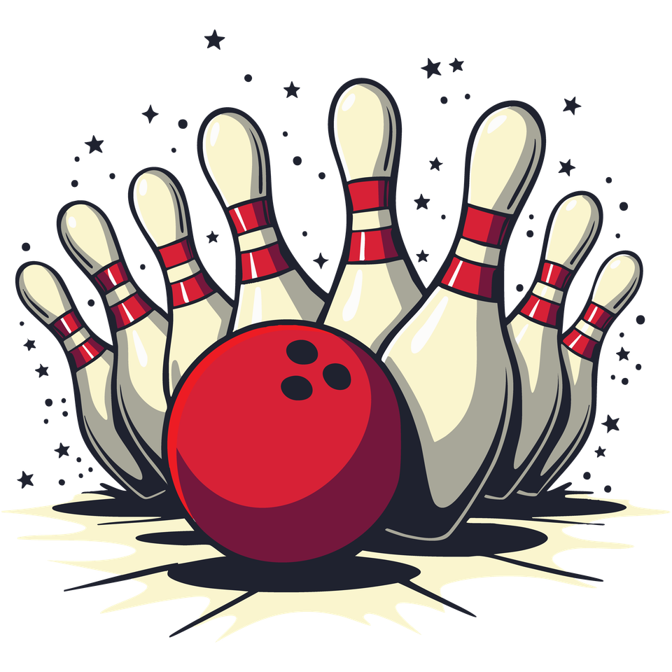 Bowling   pins with red ball 09