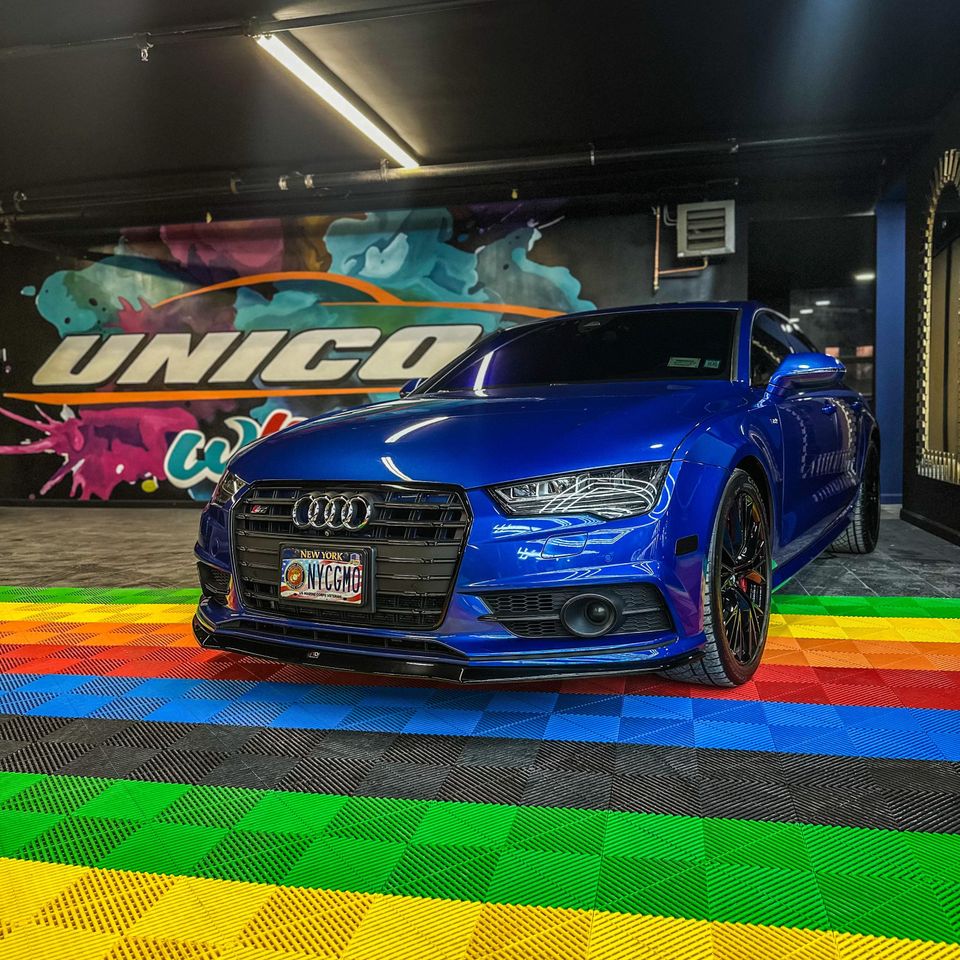 ceramic coating on Blue Audi