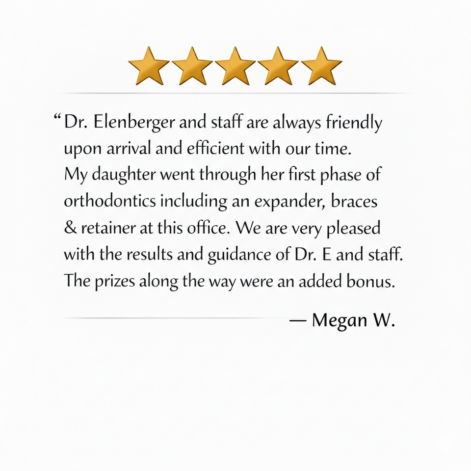 Verified google 5 star review elenberger orthodontics
