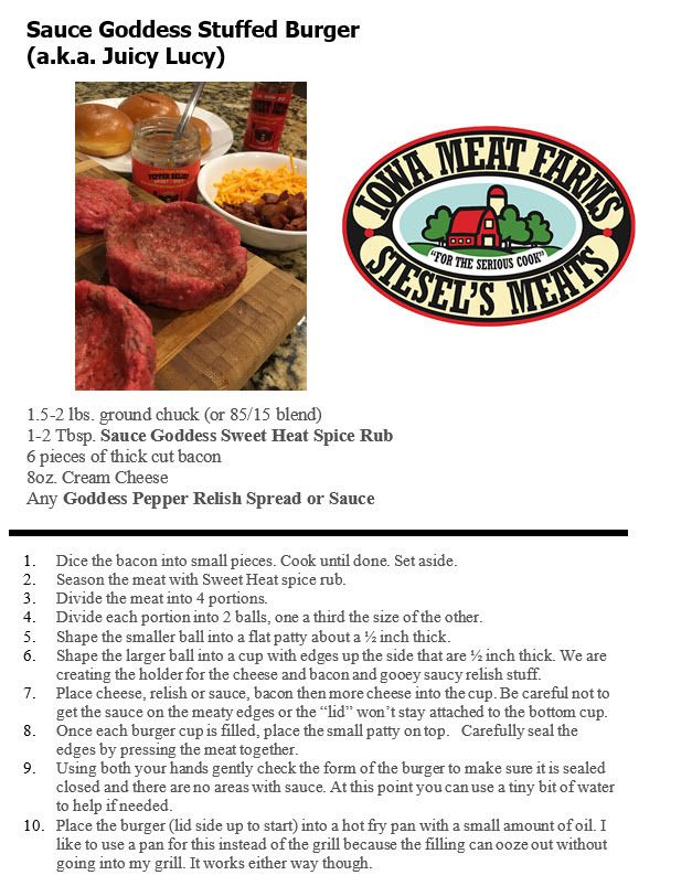 Sauce goddess stuffed burger 1