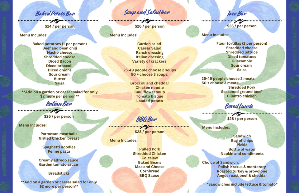 Catering Menu from Gosia's Rustic Kitchen in Sheridan, IN