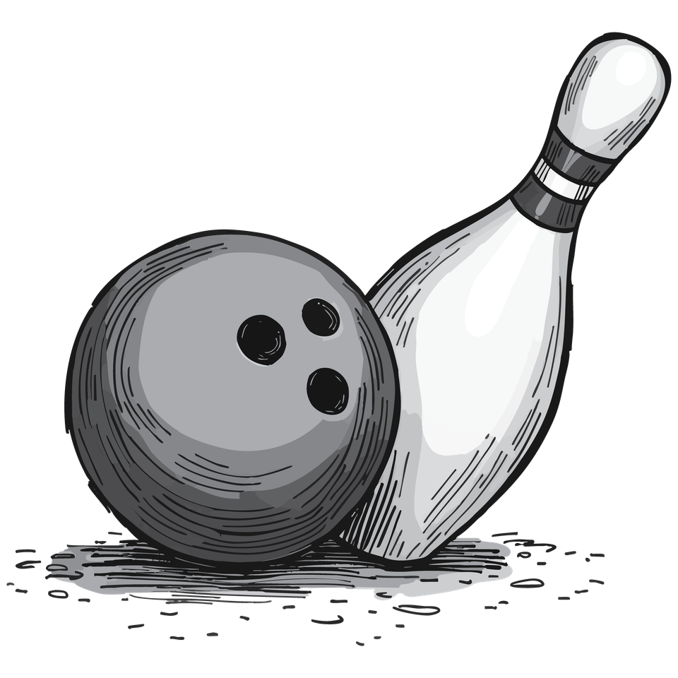 Bowling   pin and gray ball 05