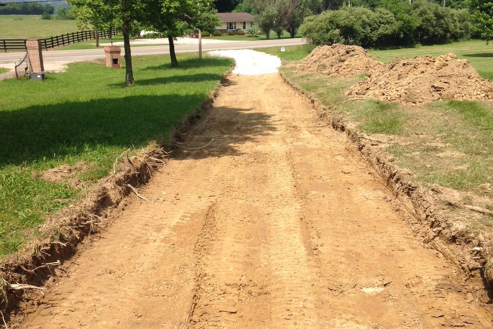 Gravel driveway before
