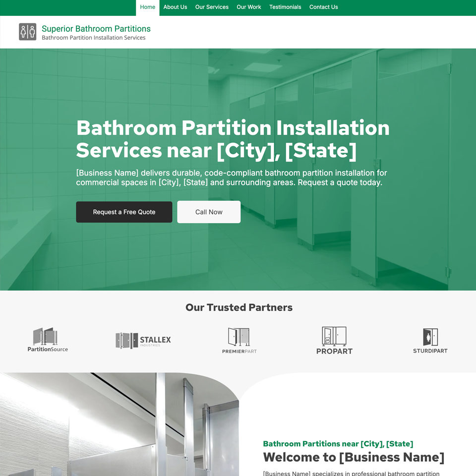 Bathrrom partition website design theme