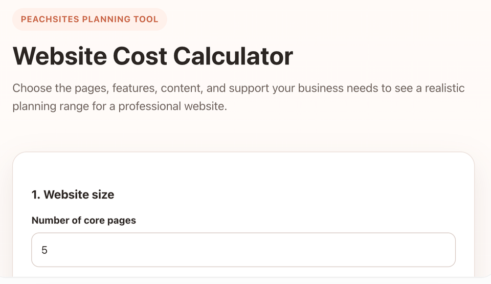 Website cost calculator peachsites
