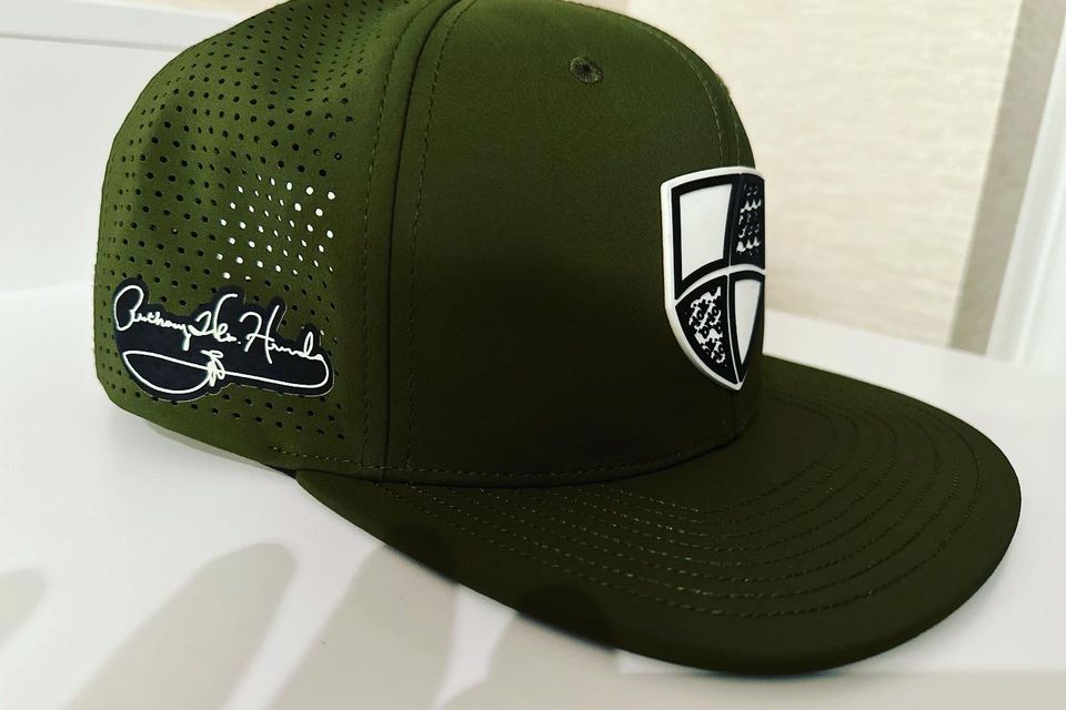 Dark green white shield profile