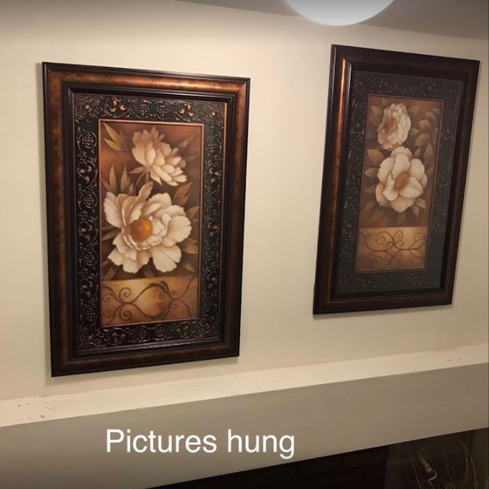 Interior pictures hung