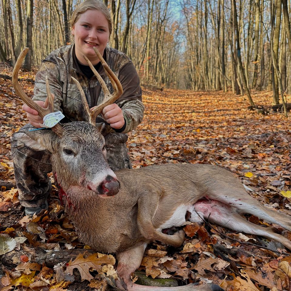 Jayla Treadway got her first deer in the Welsh Mountains, East Earl during archery season. 