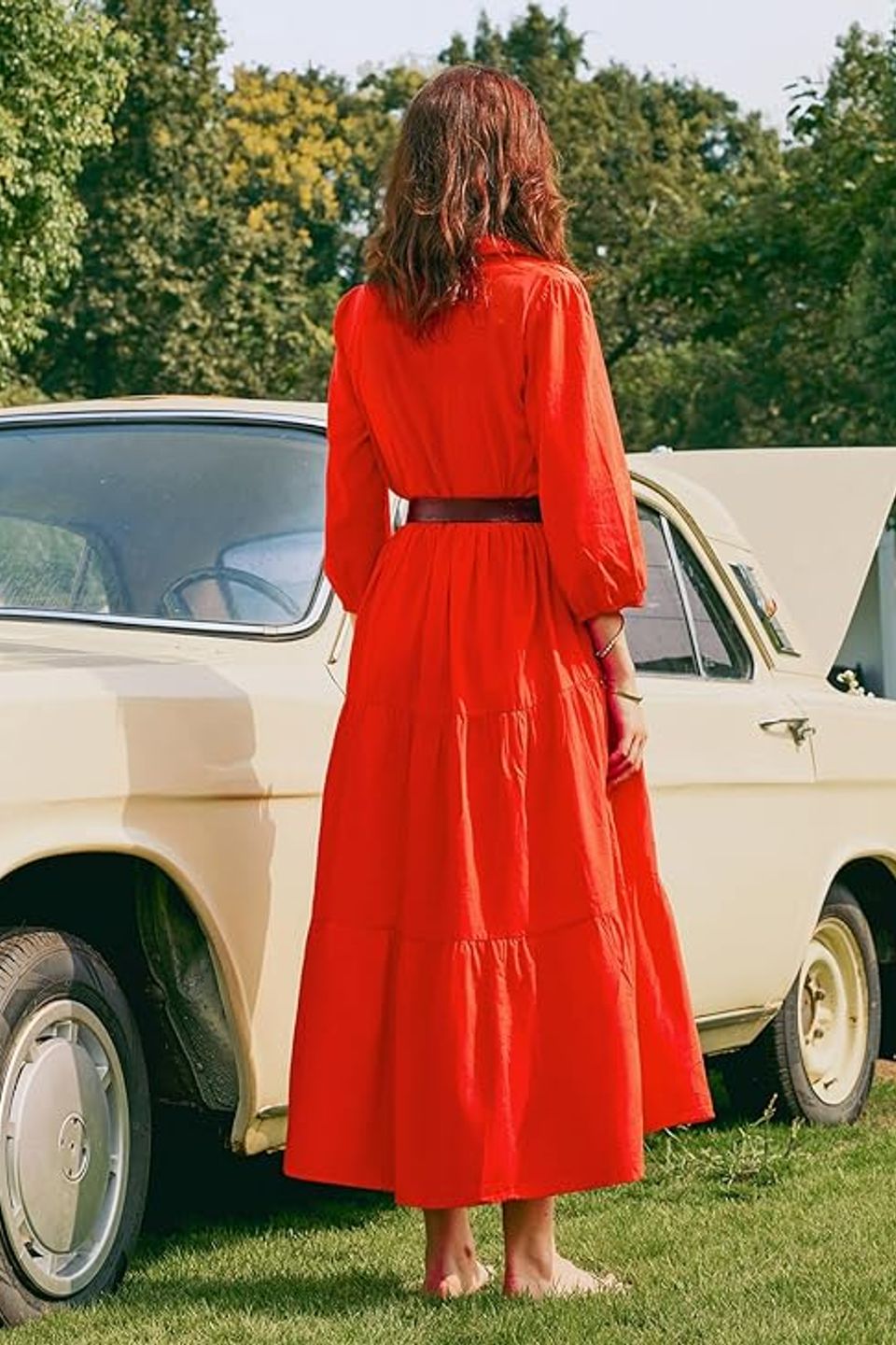 Flowy v neck maxi shirt dress – lightweight  ruffled   pocket friendly for effortless style 8