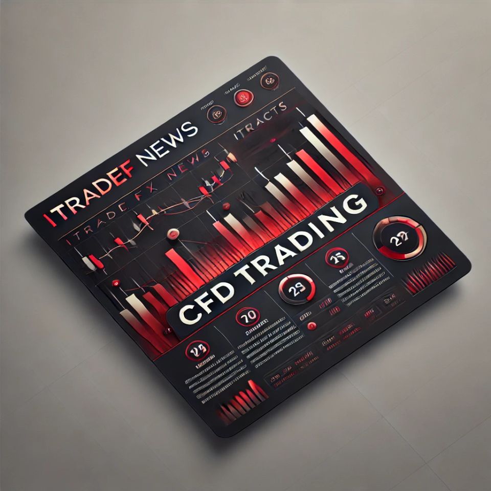 Dall·e 2025 01 28 11.52.29   a small website image for 'itradefx news  cfd trading'  designed in a sleek and professional style using a red and black color scheme. the background 