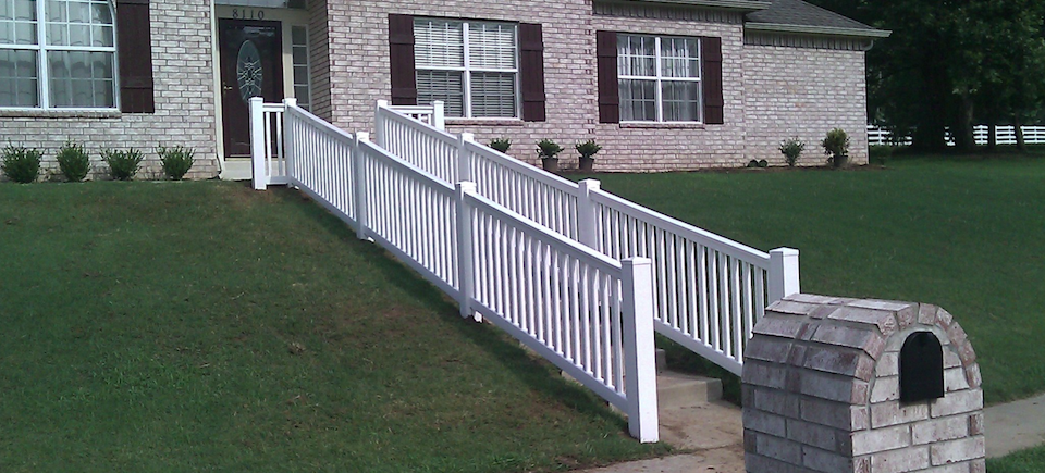 Midland vinyl fence   deck company   tulsa and coweta  oklahoma   vinyl metal wood fence sales and installation   outdoor living  railing   white vinyl railing along stair step front walkway from street20170611 18680 baq5t7
