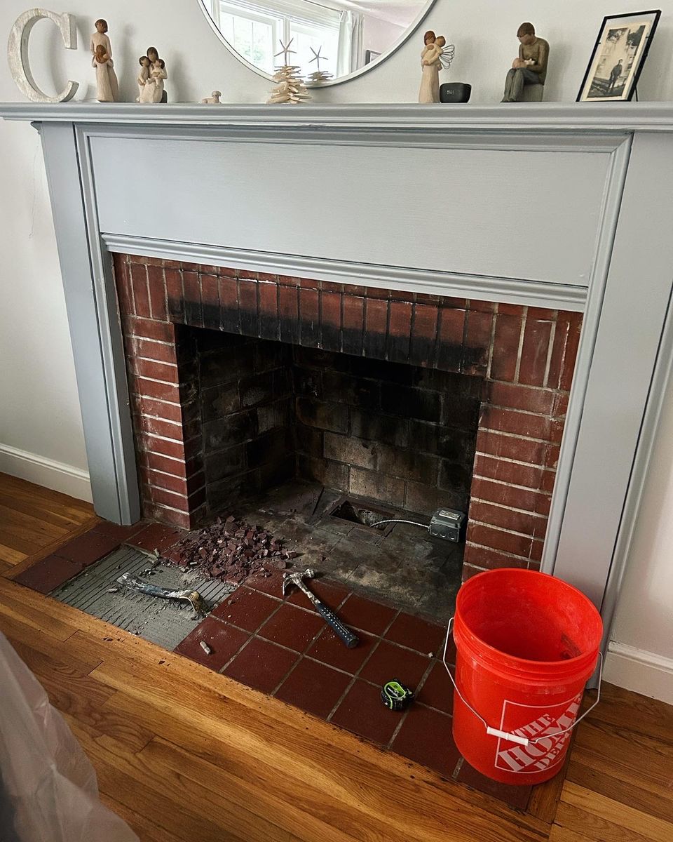 Pearce photo fireplace before brick