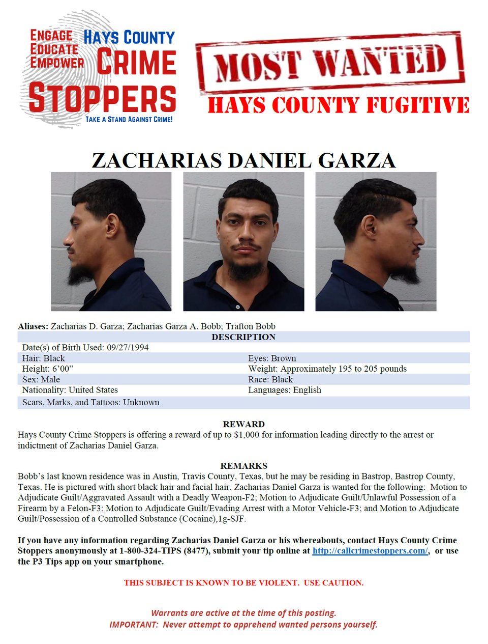 Garza most wanted poster