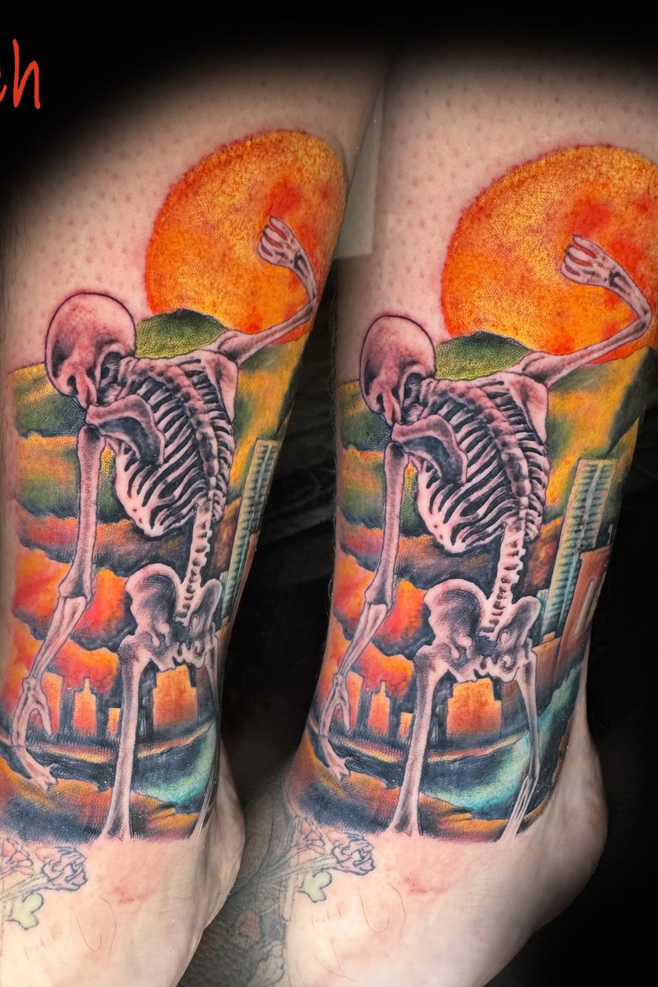 Tech skeleton sunset