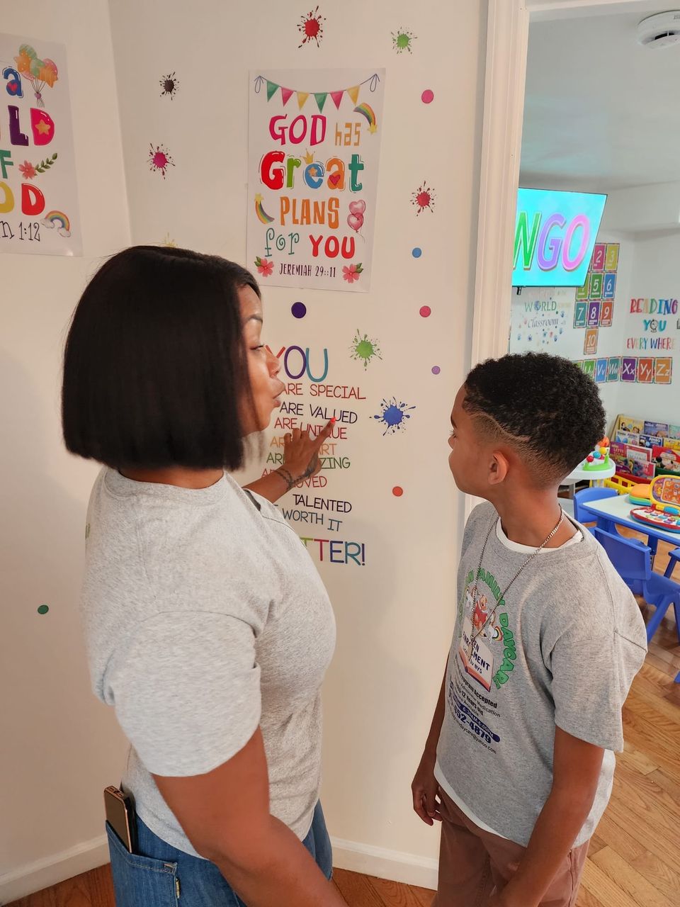 Sam teaching boy