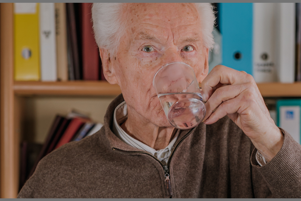 Elderly care blog image drinking water