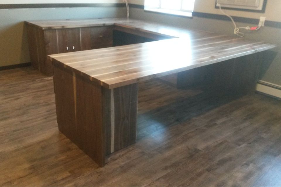 Commercial black walnut intake desk