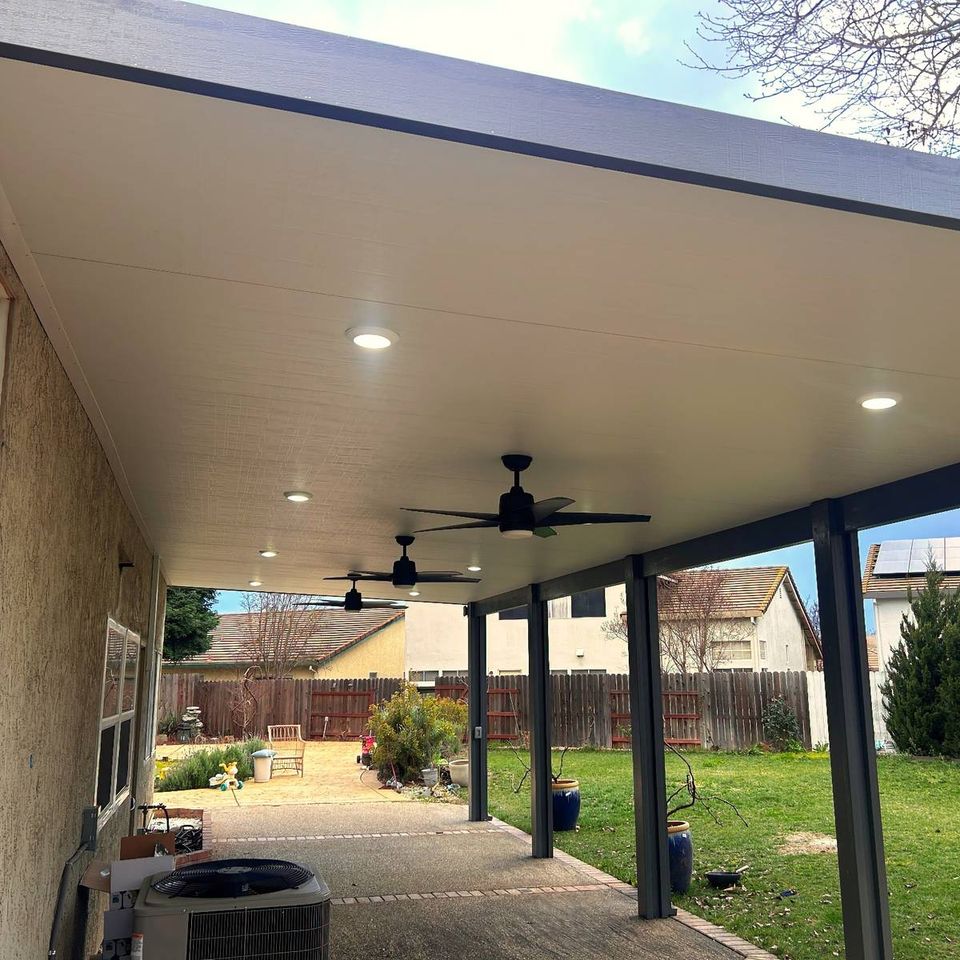 Contemporary backyard covered patio addition Elk Grove remodeling project