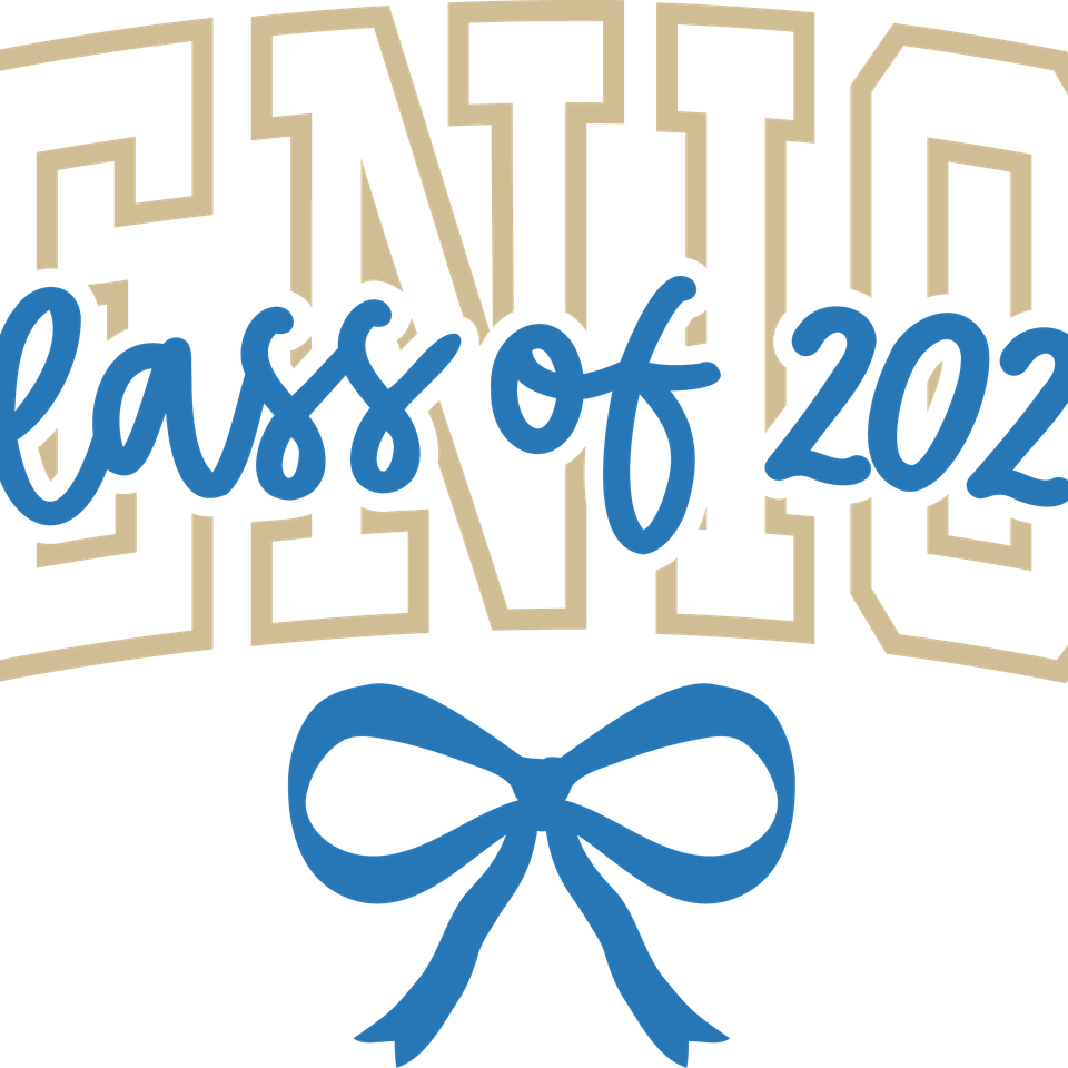 School   senior 2026 bow gold blue