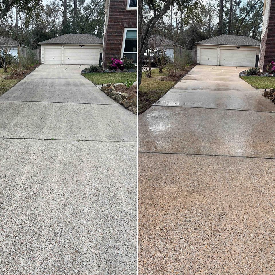 Driveway pressure washing
