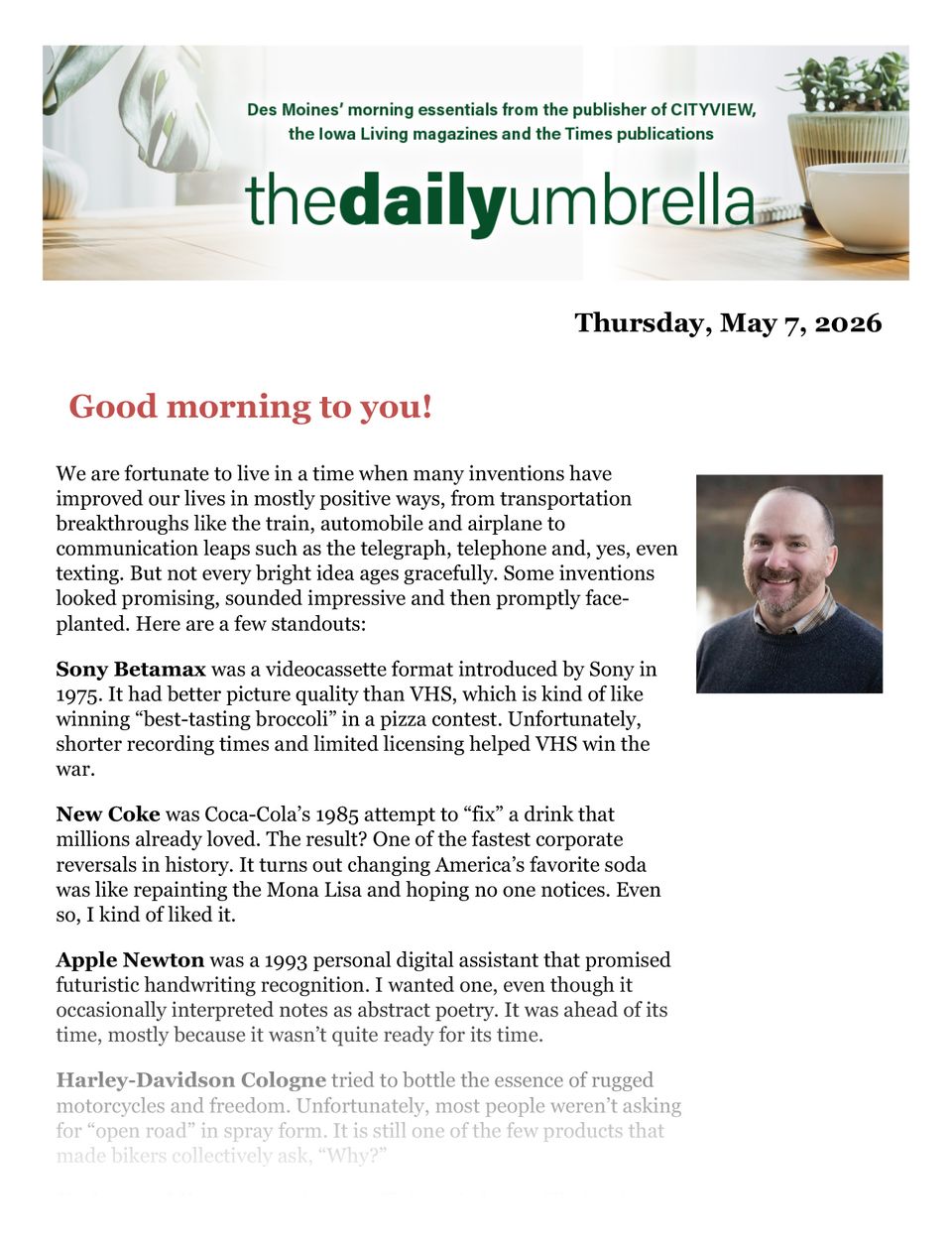Daily umbrella may 7  dart to explain bus route changes   3.55 gas  two legs but can’t walk  1