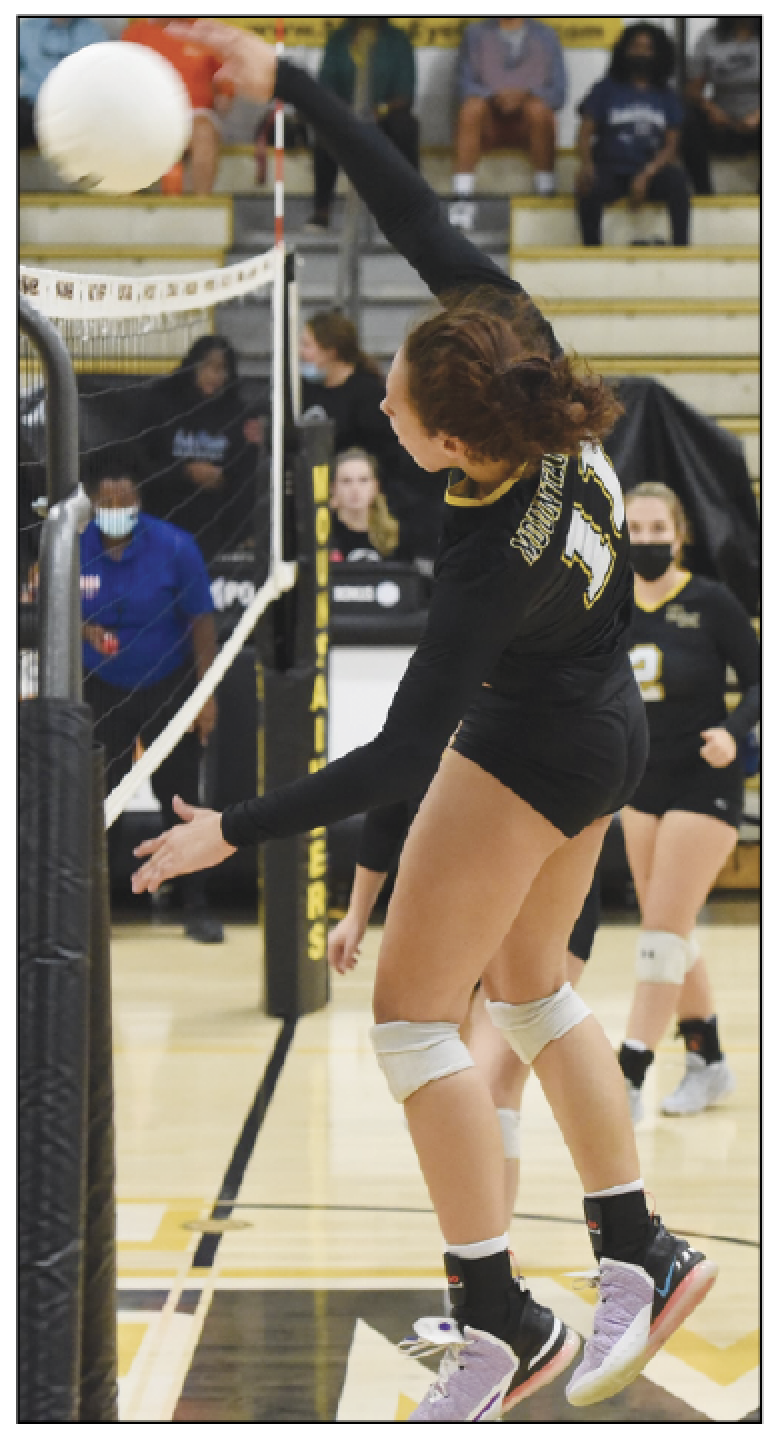 Aaliyah Byers makes a powerful kill in last week’s sweep of Crest at Parker Gym. See more photos on 2B.
Photo by Gary Smart
Screen shot 2021 09 29 at 3.44.06 pm