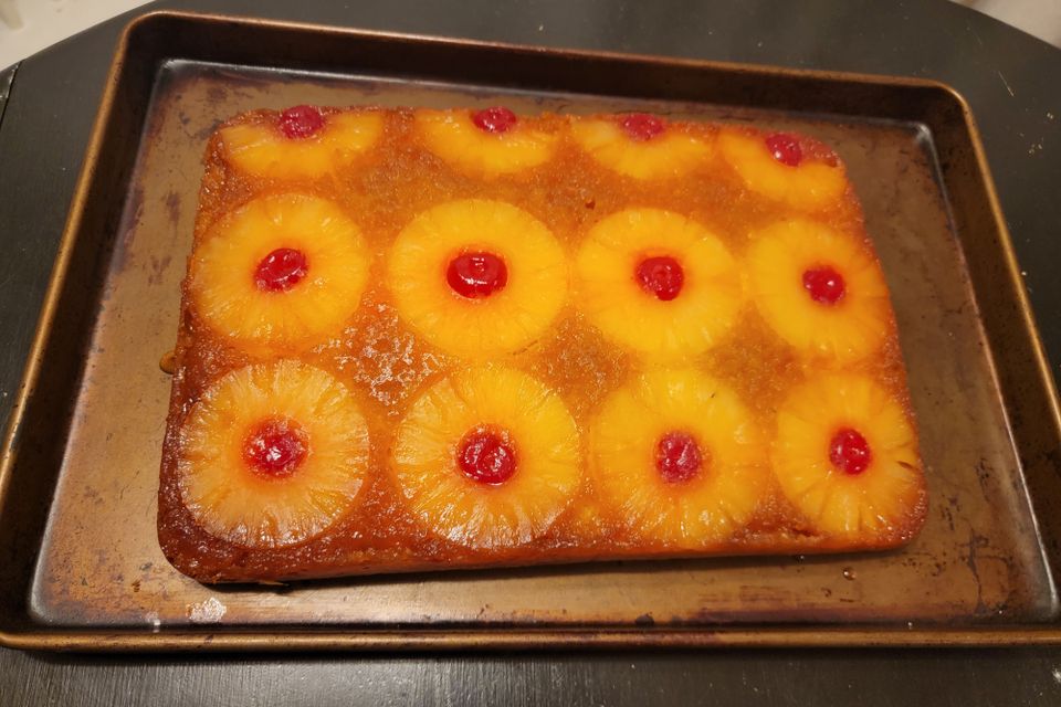 pineapple upside down on a pan 