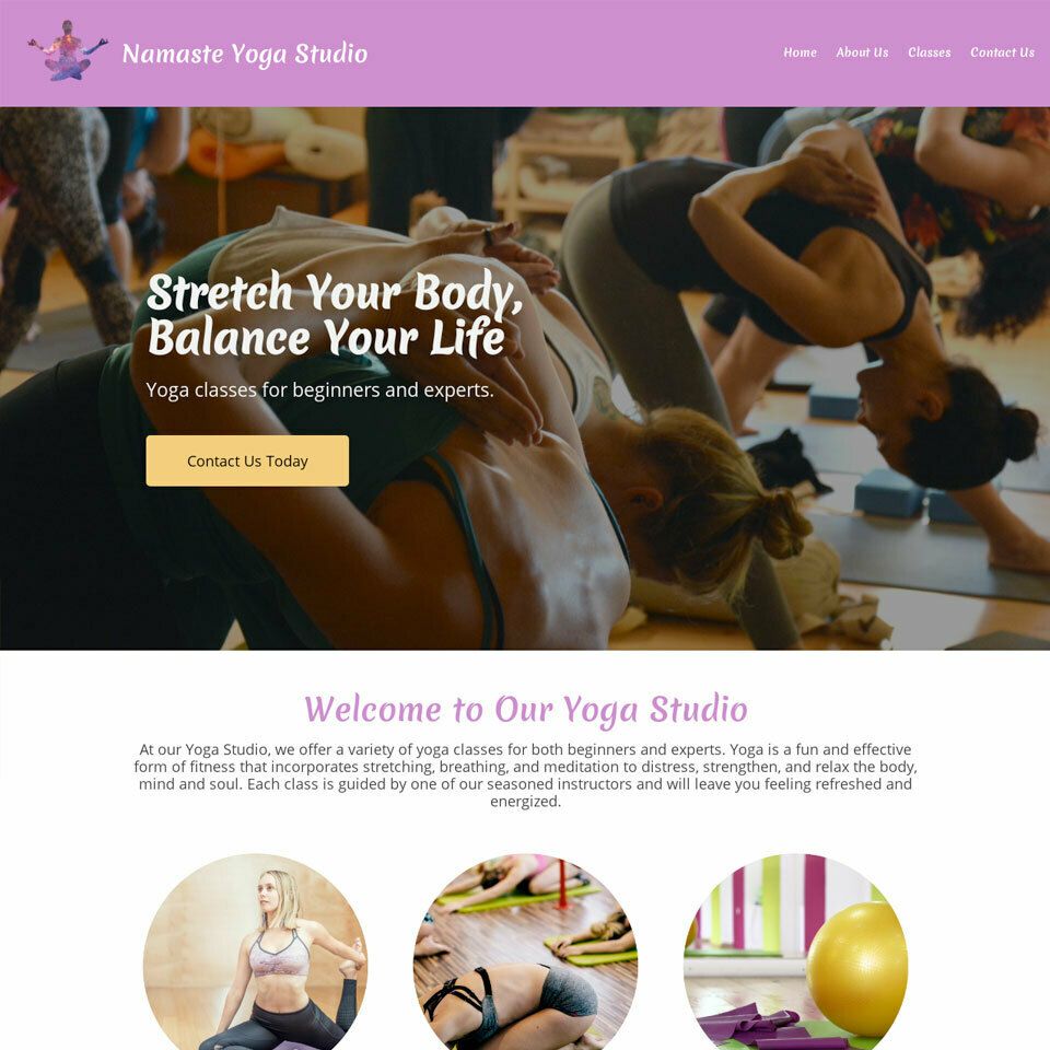 Yoga studio website template